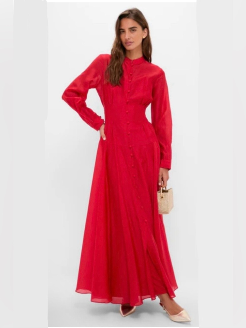 Tuckernuck Red Organza Marbella Maxi Dress S NWT